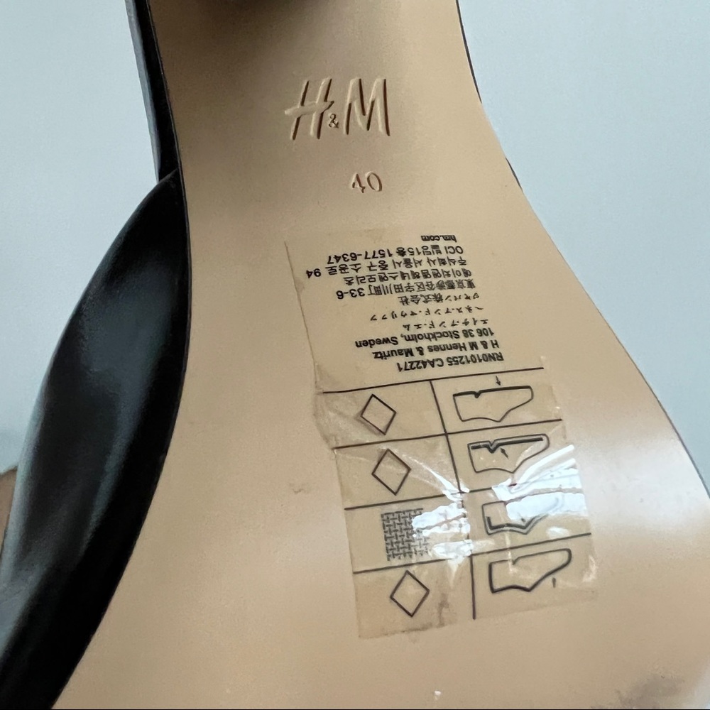 H&M Black Block Heel Square Toe Mule Sandals - image 6